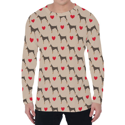 Love Dobermann Pattern Print Men's Long Sleeve T-Shirt