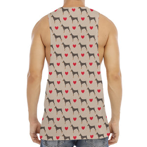 Love Dobermann Pattern Print Men's Muscle Tank Top