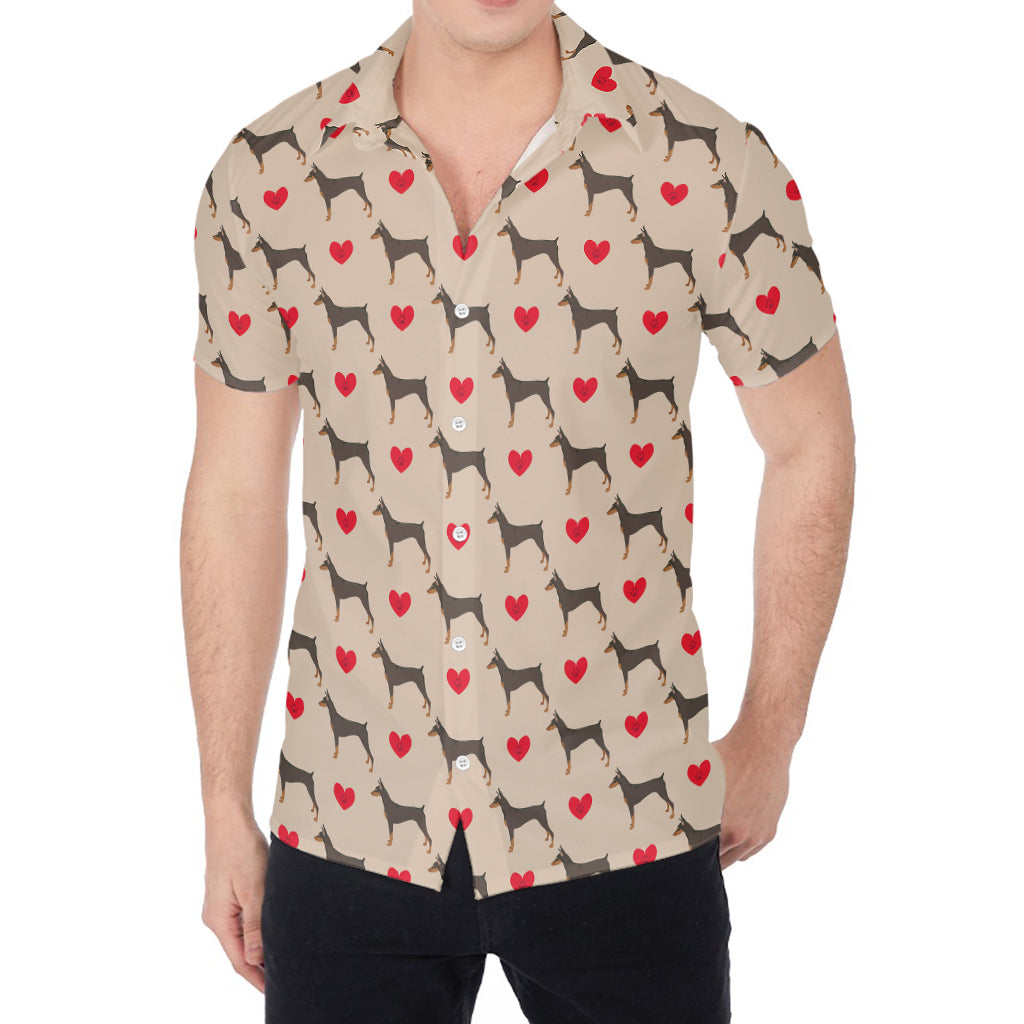 Love Dobermann Pattern Print Men's Shirt