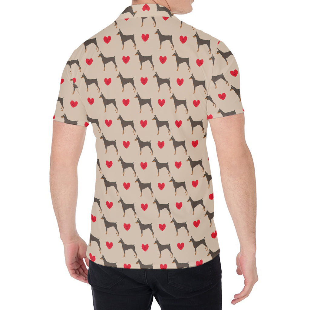 Love Dobermann Pattern Print Men's Shirt