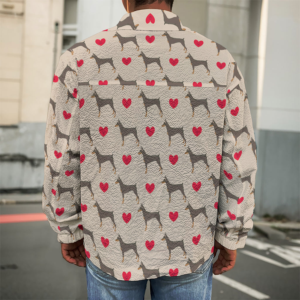 Love Dobermann Pattern Print Men's Shirt Jacket