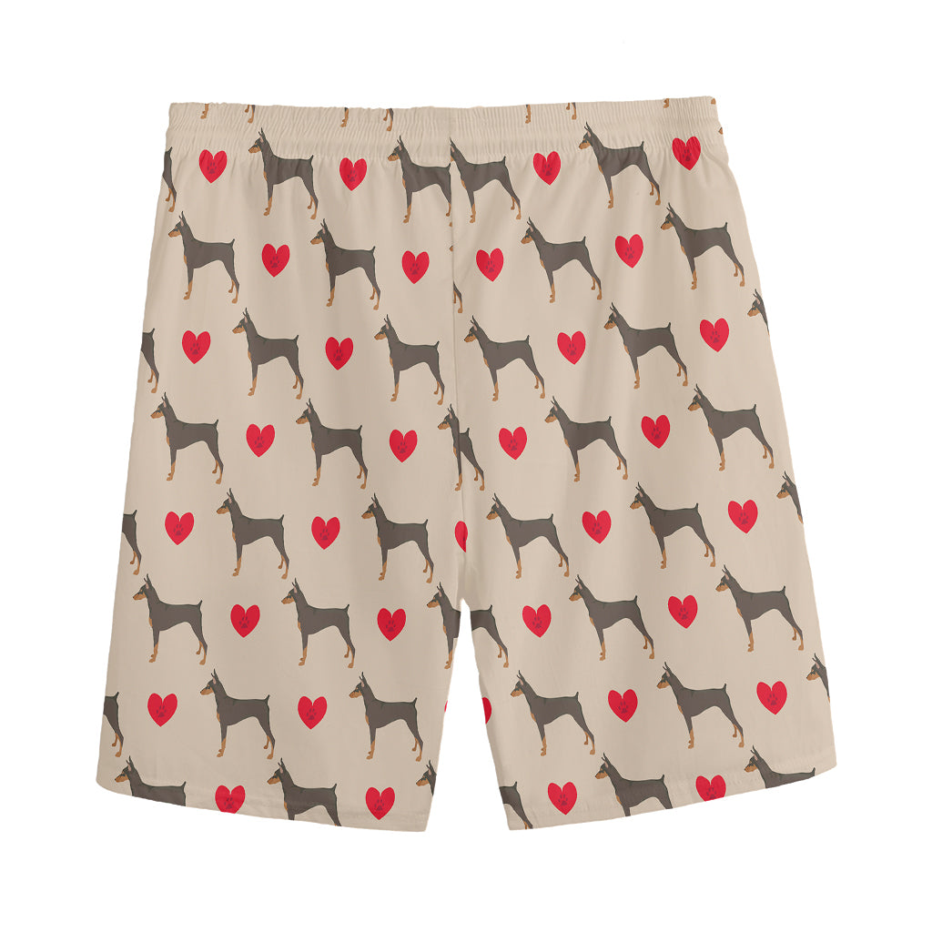 Love Dobermann Pattern Print Men's Sports Shorts