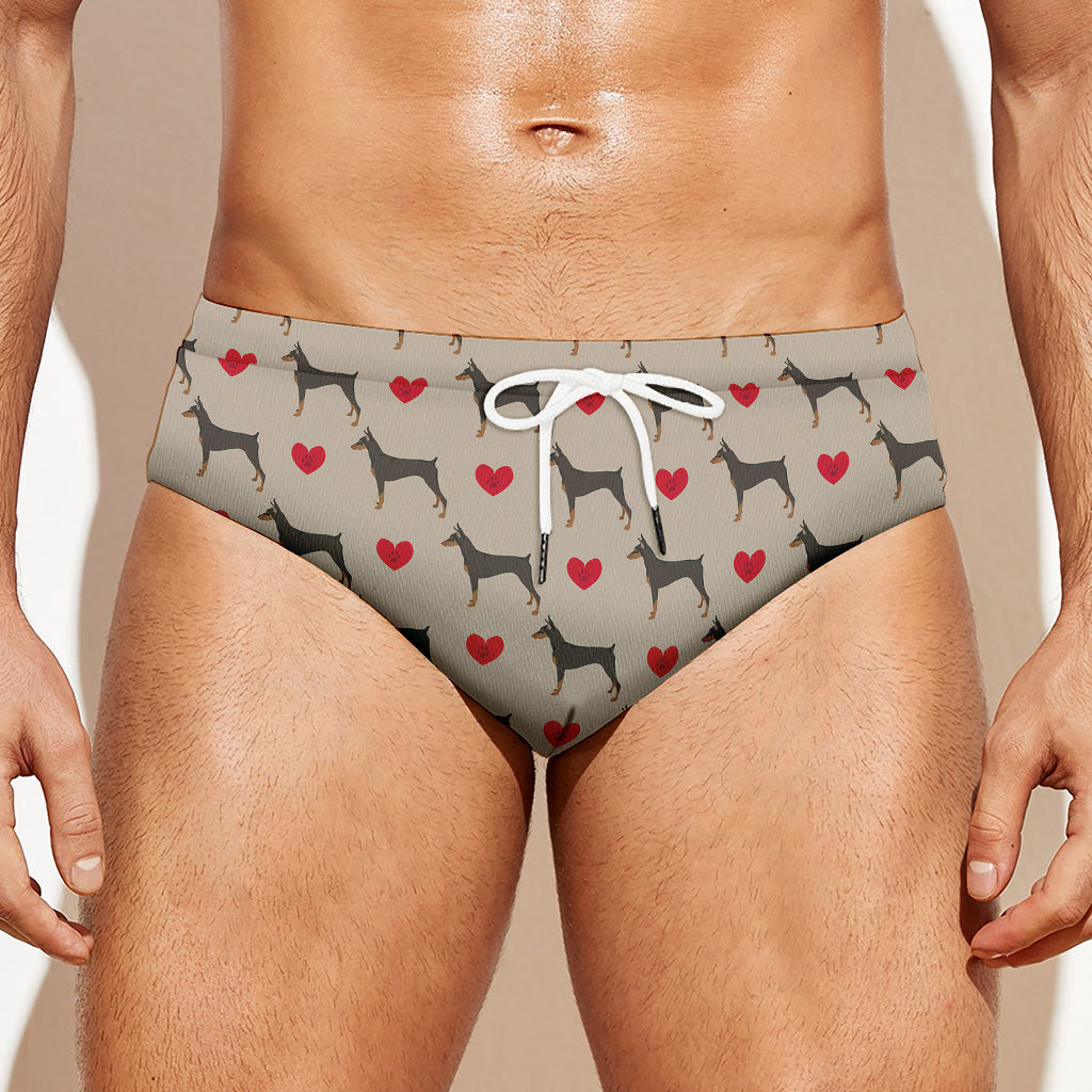 Love Dobermann Pattern Print Men's Swim Briefs