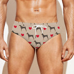 Love Dobermann Pattern Print Men's Swim Briefs