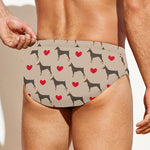Love Dobermann Pattern Print Men's Swim Briefs