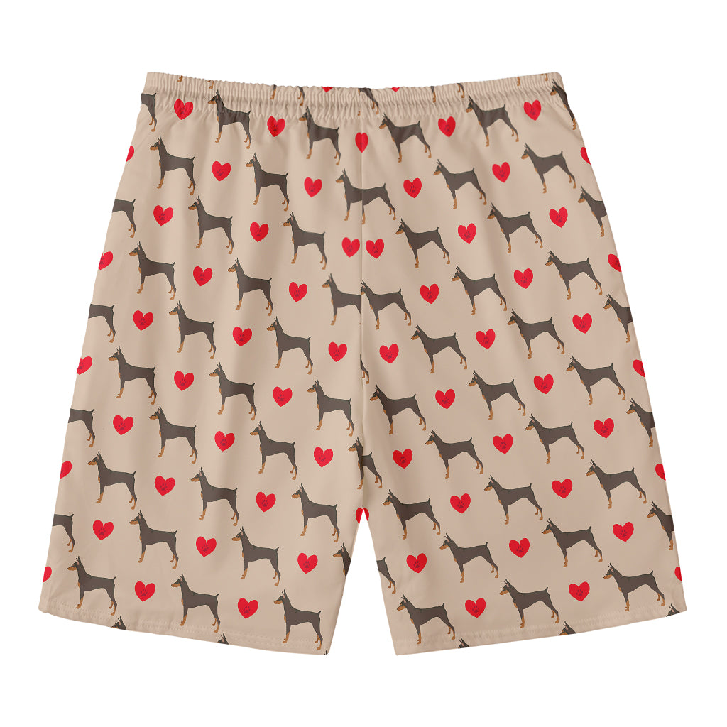 Love Dobermann Pattern Print Men's Swim Trunks