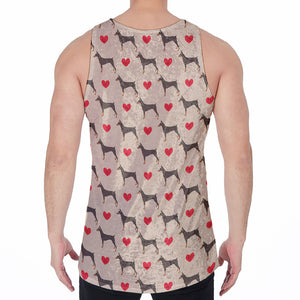 Love Dobermann Pattern Print Men's Velvet Tank Top