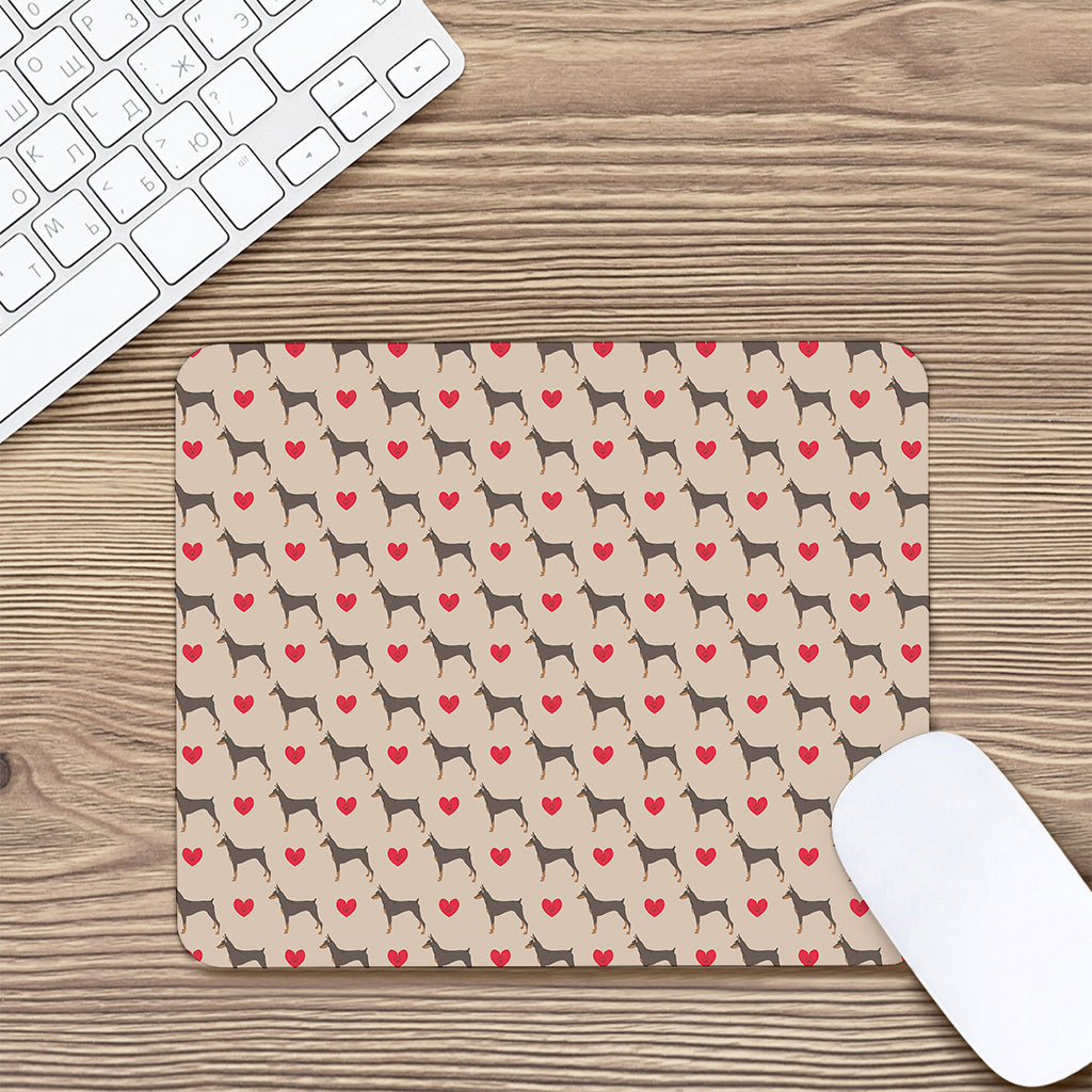 Love Dobermann Pattern Print Mouse Pad