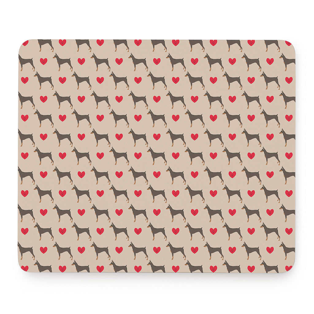 Love Dobermann Pattern Print Mouse Pad