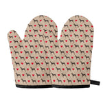 Love Dobermann Pattern Print Oven Mitts