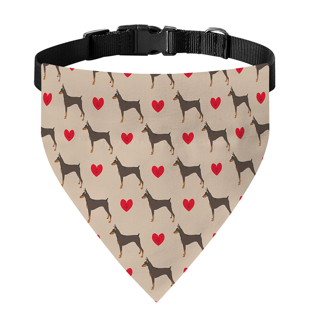 Love Dobermann Pattern Print Over The Collar Dog Bandana