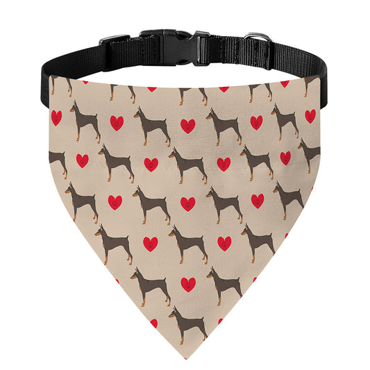 Love Dobermann Pattern Print Over The Collar Dog Bandana