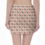 Love Dobermann Pattern Print Pencil Mini Skirt