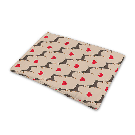 Love Dobermann Pattern Print Pet Cooling Mat Cover