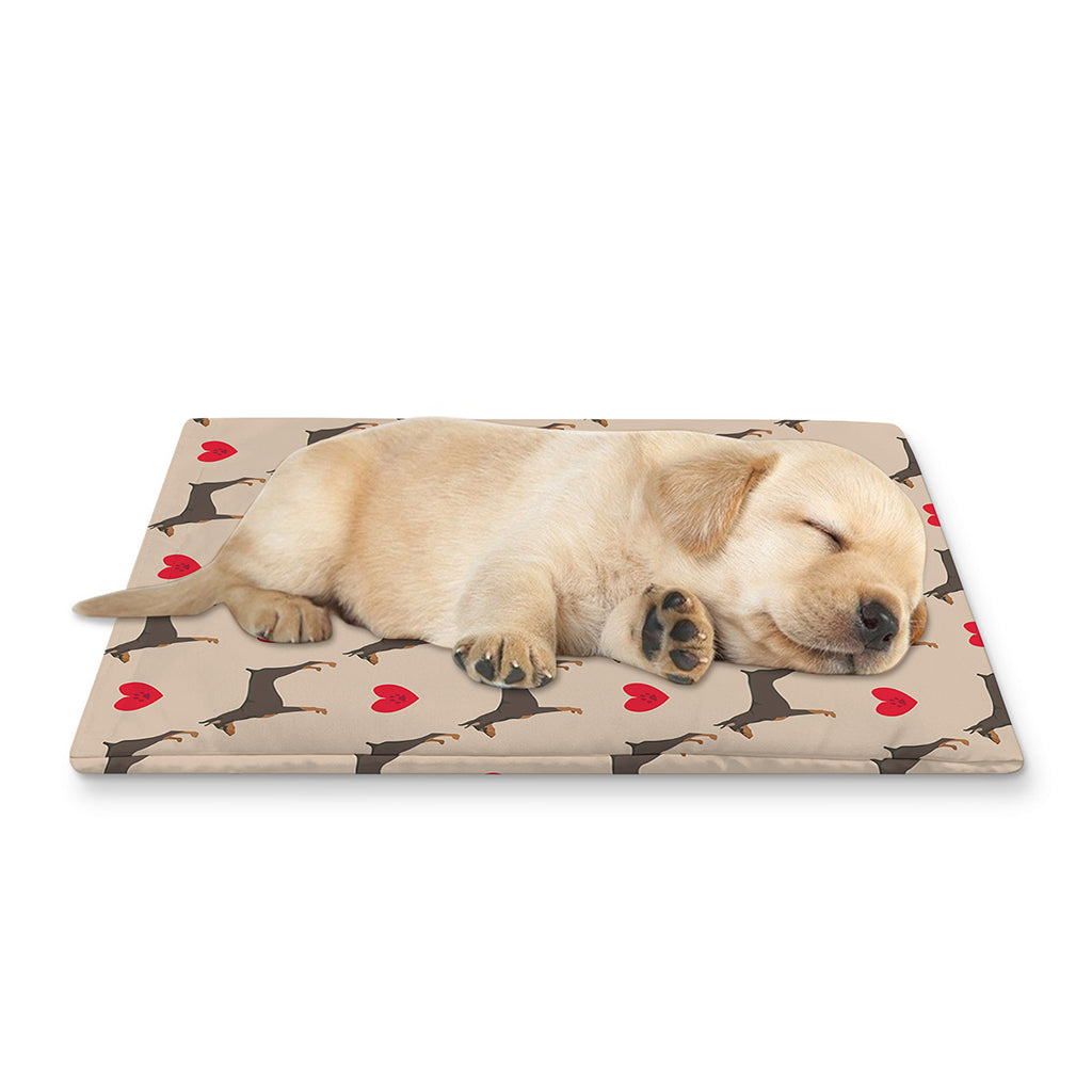 Love Dobermann Pattern Print Pet Cooling Mat Cover