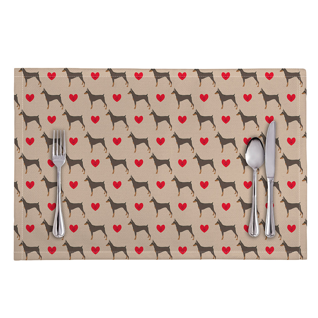 Love Dobermann Pattern Print Placemat