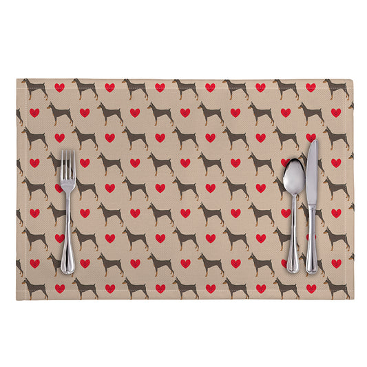 Love Dobermann Pattern Print Placemat