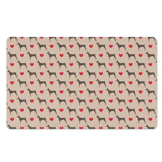 Love Dobermann Pattern Print Polyester Doormat