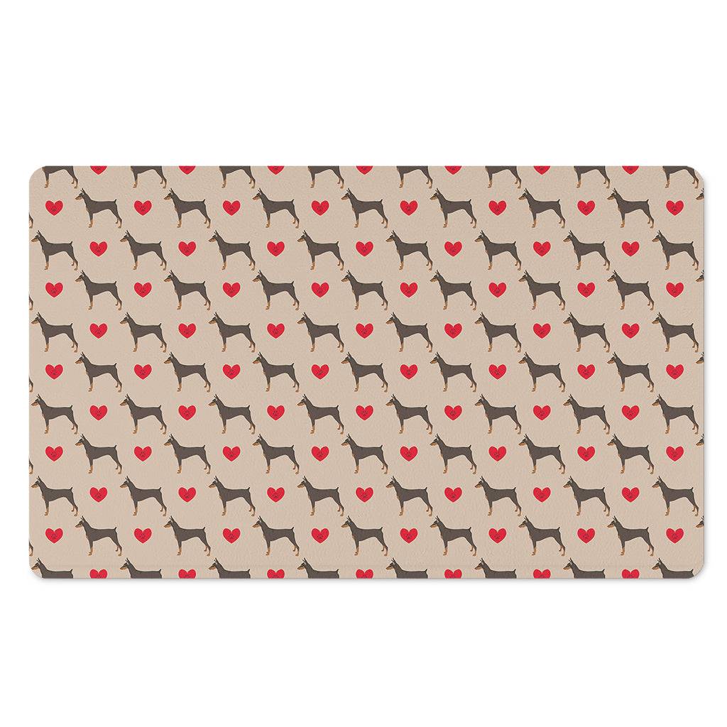 Love Dobermann Pattern Print Polyester Doormat