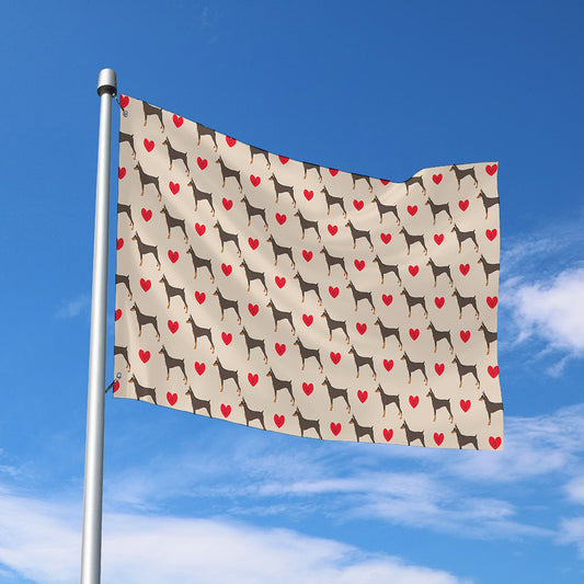 Love Dobermann Pattern Print Polyester Flag