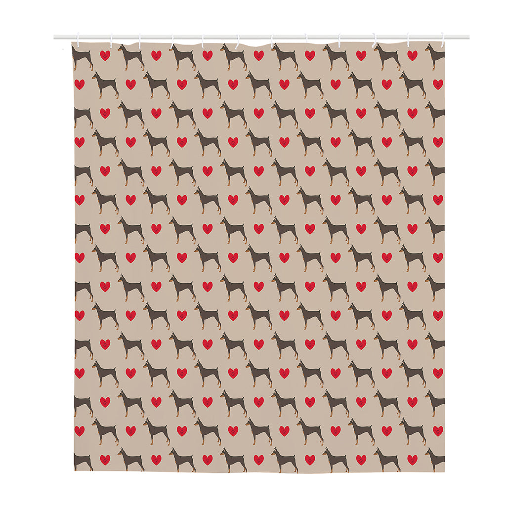 Love Dobermann Pattern Print Polyester Shower Curtain