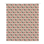Love Dobermann Pattern Print Polyester Shower Curtain