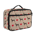 Love Dobermann Pattern Print Portable Lunch Bag