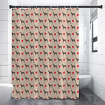 Love Dobermann Pattern Print Premium Shower Curtain