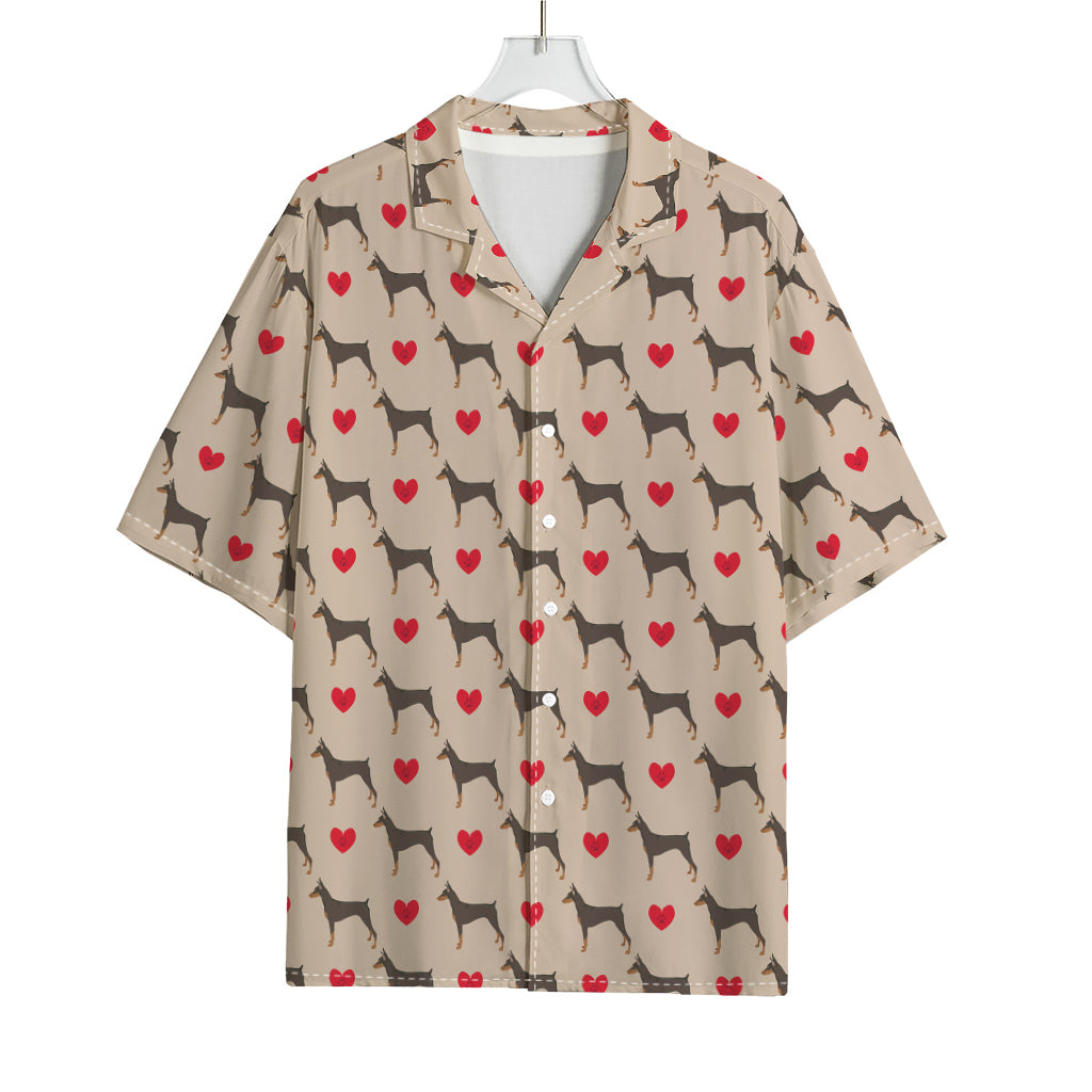 Love Dobermann Pattern Print Rayon Hawaiian Shirt