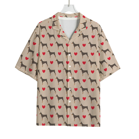 Love Dobermann Pattern Print Rayon Hawaiian Shirt