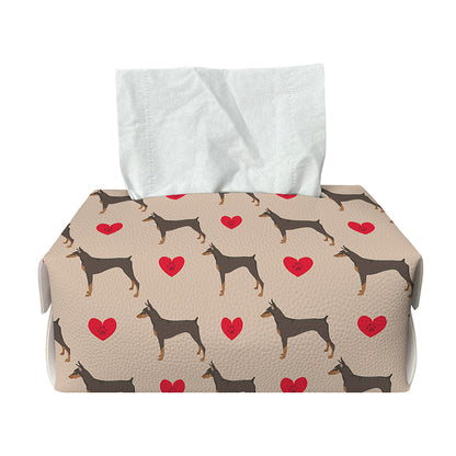 Love Dobermann Pattern Print Rectangle Tissue Box Cover