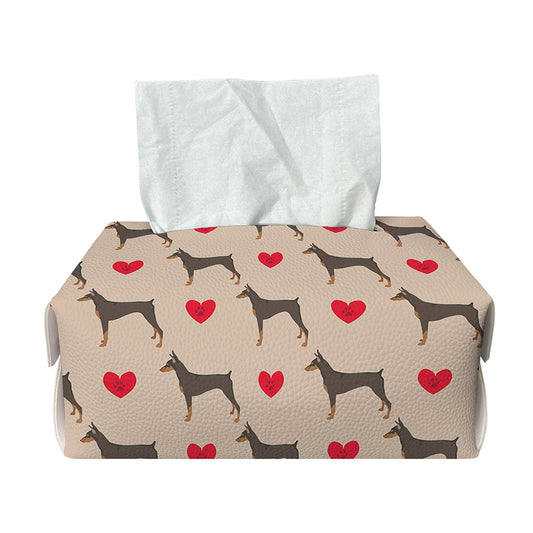 Love Dobermann Pattern Print Rectangle Tissue Box Cover