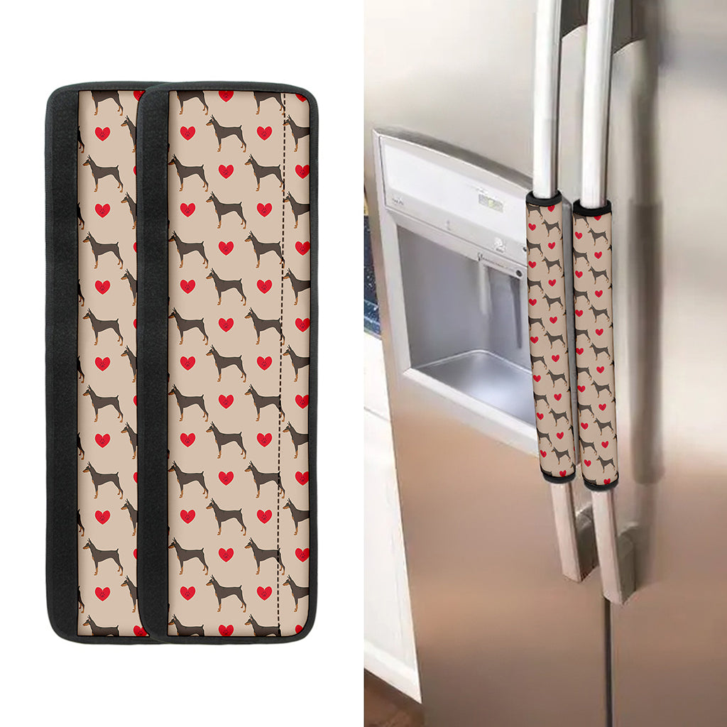 Love Dobermann Pattern Print Refrigerator Handle Covers