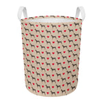 Love Dobermann Pattern Print Round Laundry Basket