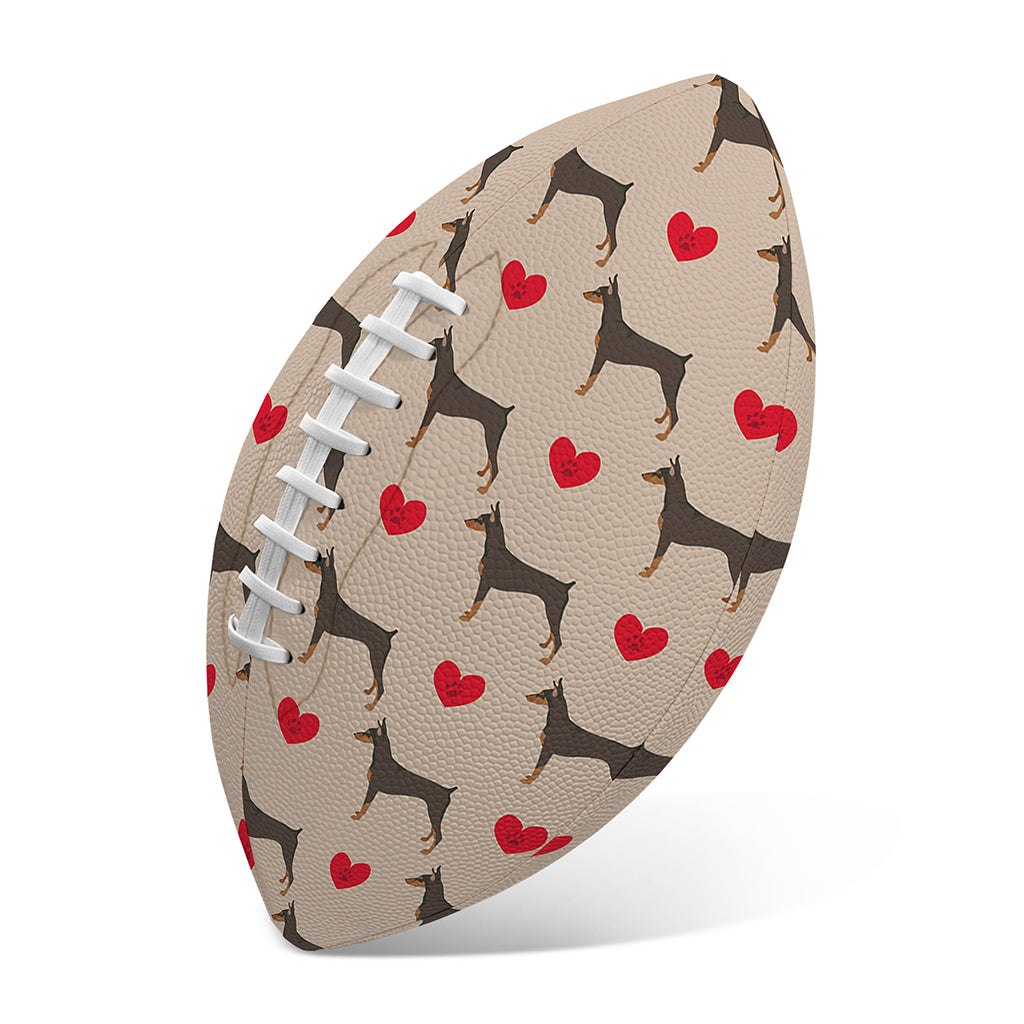 Love Dobermann Pattern Print Rugby Ball