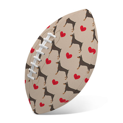 Love Dobermann Pattern Print Rugby Ball