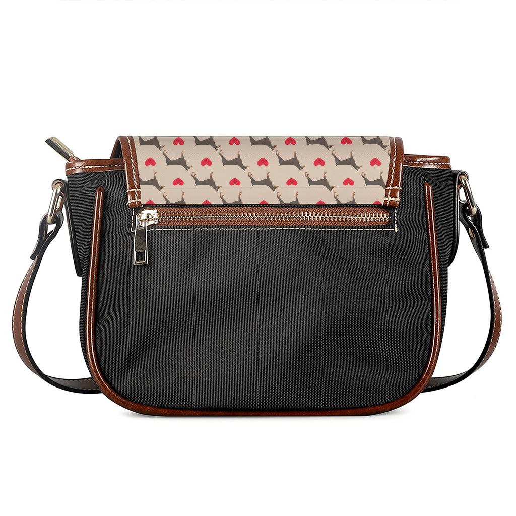 Love Dobermann Pattern Print Saddle Bag