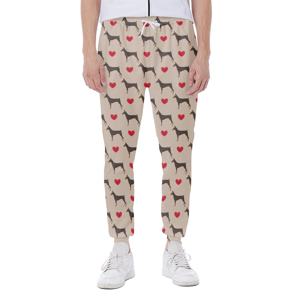 Love Dobermann Pattern Print Scuba Joggers