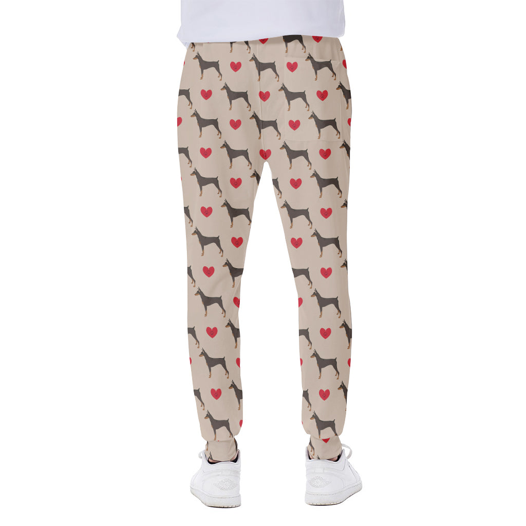 Love Dobermann Pattern Print Scuba Joggers