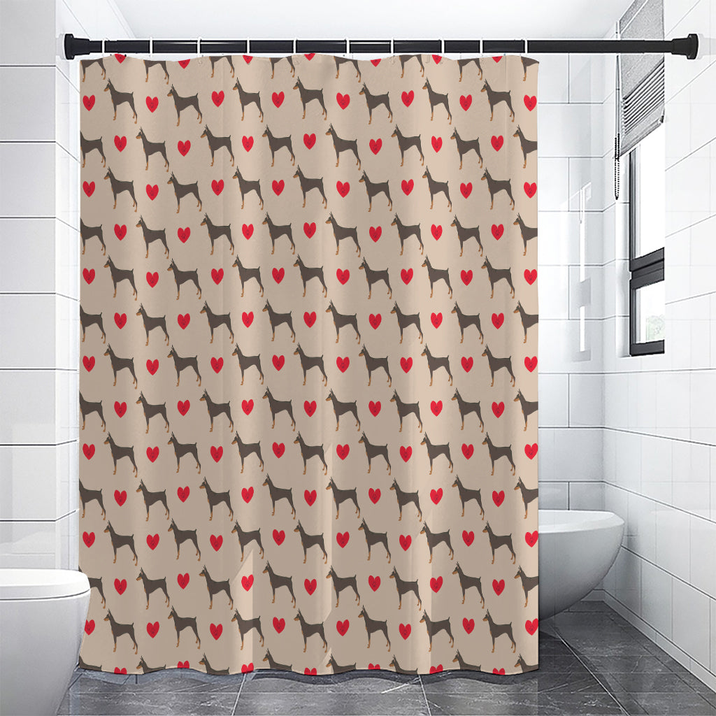Love Dobermann Pattern Print Shower Curtain