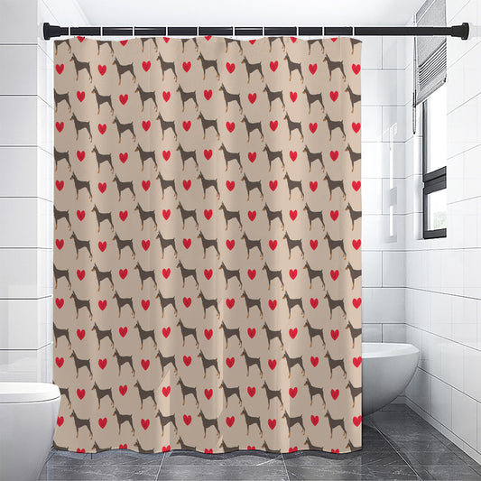 Love Dobermann Pattern Print Shower Curtain