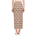 Love Dobermann Pattern Print Side Slit Maxi Skirt