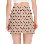 Love Dobermann Pattern Print Side Slit Mini Skirt