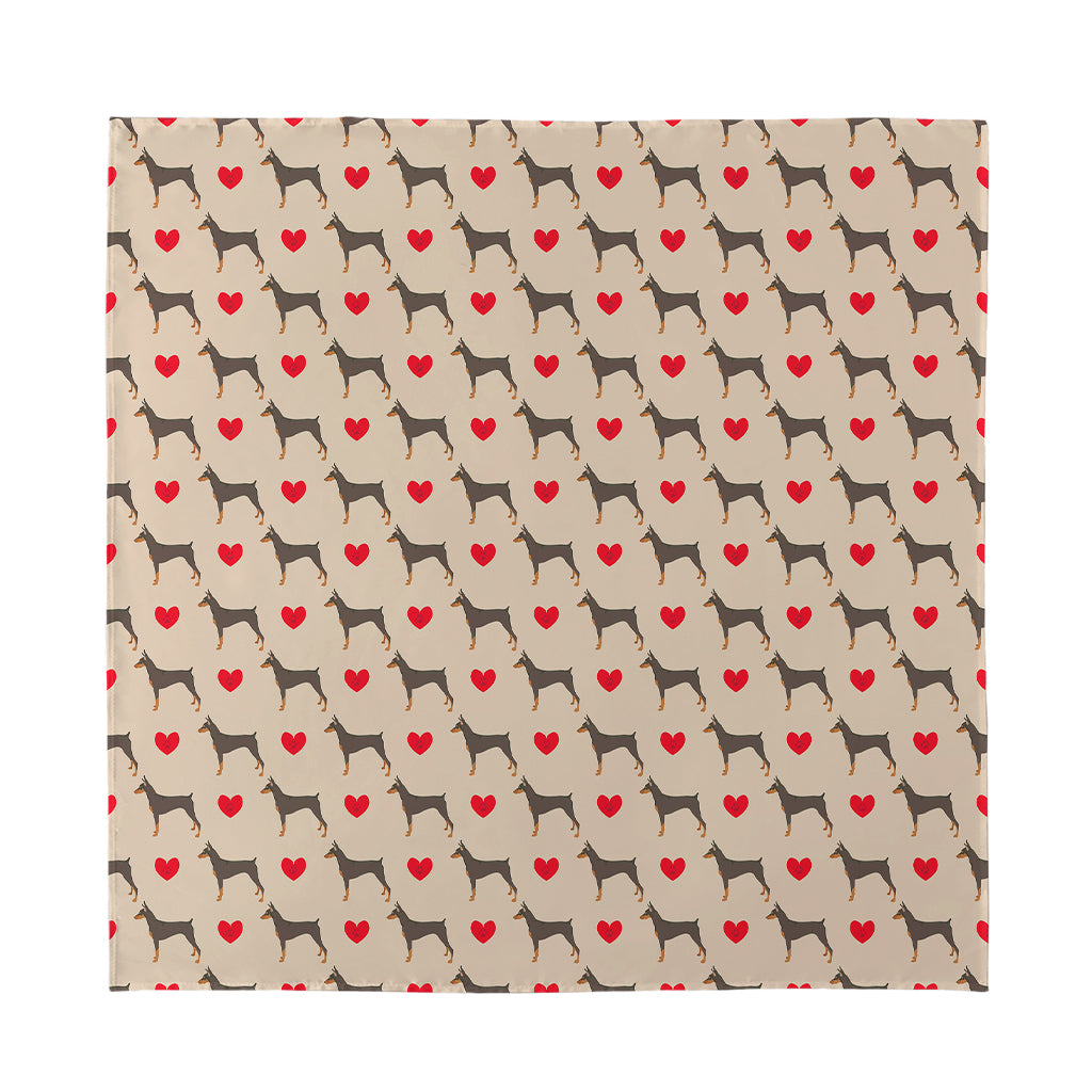 Love Dobermann Pattern Print Silk Bandana