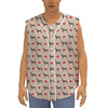 Love Dobermann Pattern Print Sleeveless Baseball Jersey