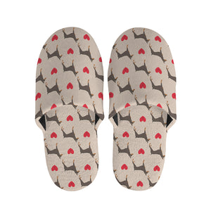 Love Dobermann Pattern Print Slippers