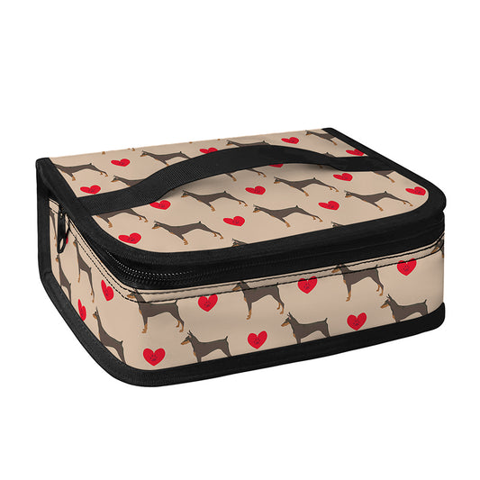 Love Dobermann Pattern Print Small Lunch Bag