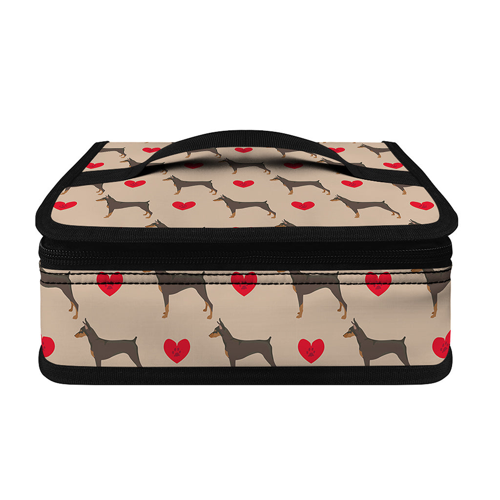 Love Dobermann Pattern Print Small Lunch Bag