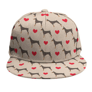 Love Dobermann Pattern Print Snapback Cap