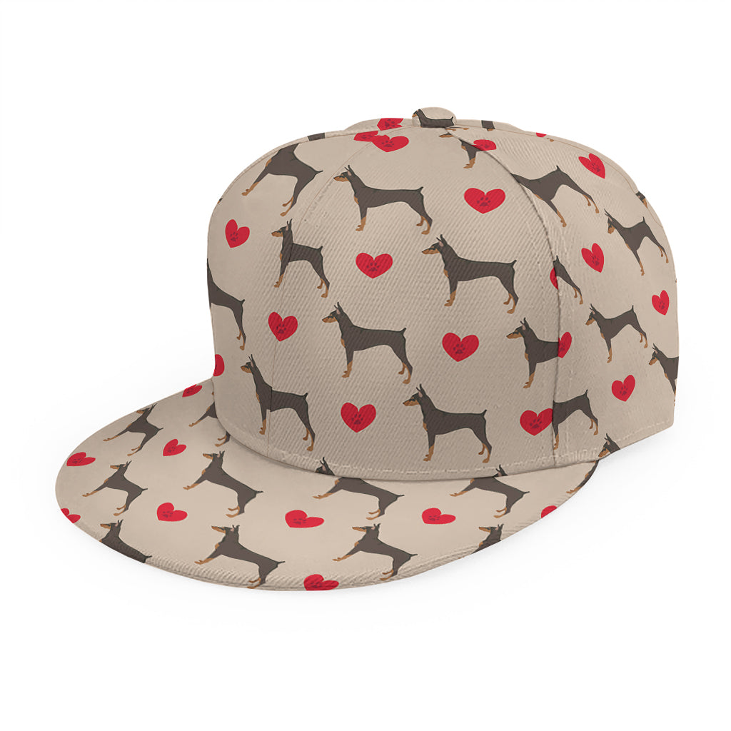 Love Dobermann Pattern Print Snapback Cap